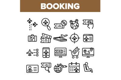 Booking Trip Collection Elements Icons Set Vector