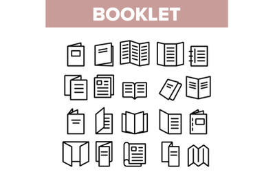 Booklet And Brochure Collection Icons Set Vector