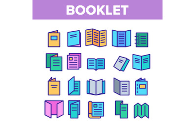 Booklet And Brochure Collection Icons Set Vector