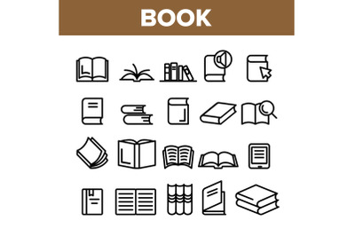 Collection Library Book Sign Icons Set Vector