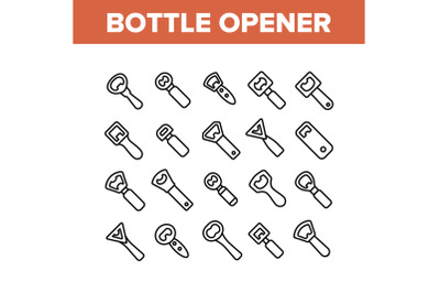 Bottle Opener Collection Elements Icons Set Vector