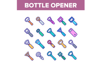 Bottle Opener Collection Elements Icons Set Vector