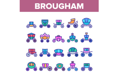 Brougham Collection Elements Icons Set Vector