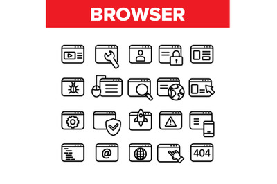 Browser Internet Web Site Pages Icons Set Vector