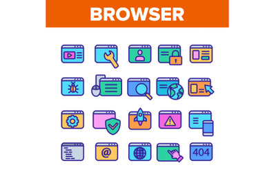 Browser Internet Web Site Pages Icons Set Vector