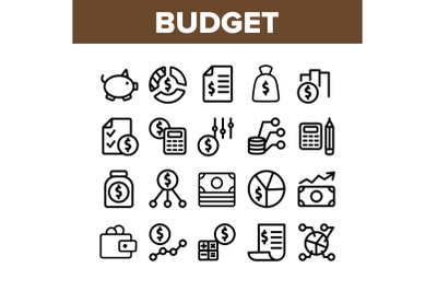 Budget Audit Collection Elements Icons Set Vector