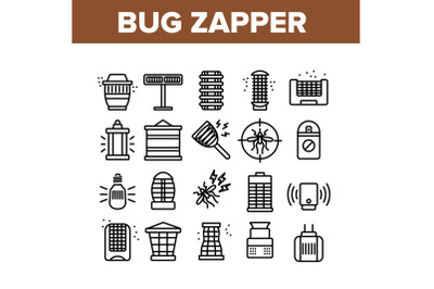 Bug Zapper Equipment Collection Icons Set Vector