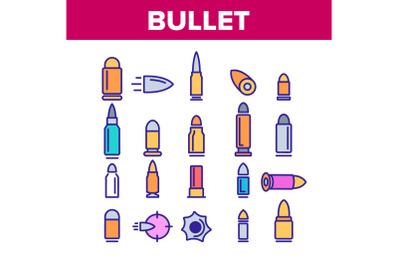 Bullet Ammunition Color Icons Set Vector