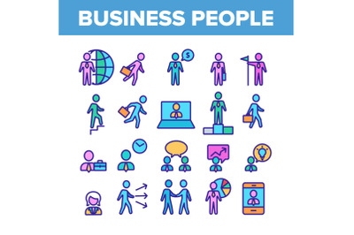 Business People Leader Collection Icons Color Set Vector