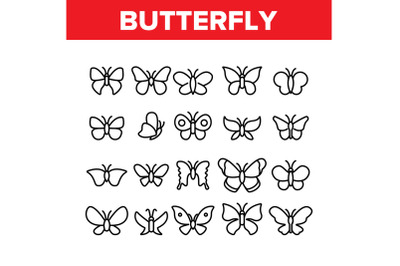 Butterfly Collection Elements Icons Set Vector