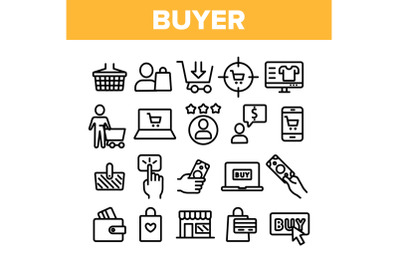 Collection Buyer Elements Signs Icons Set Vector