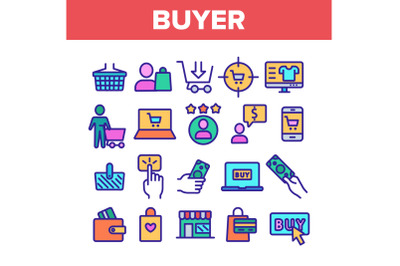 Color Buyer Elements Signs Icons Set Vector