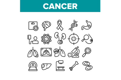 Cancer Anatomy Disease Collection Icons Set Vector