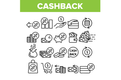 Collection Cashback Service Sign Icons Set Vector