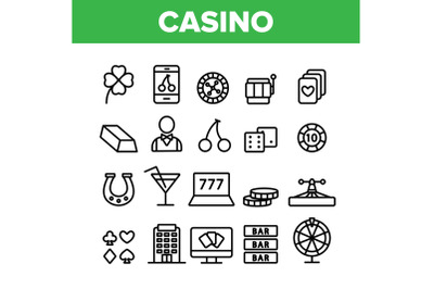 Casino Collection Play Elements Vector Icons Set