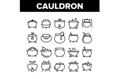 Cauldron Collection Elements Icons Set Vector