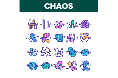 Chaos Arrow Movement Collection Icons Set Vector