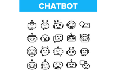 Chatbot Robot Collection Elements Icons Set Vector