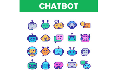 Chatbot Robot Collection Elements Icons Set Vector