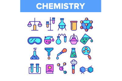 Color Chemistry Elements Icons Set Vector