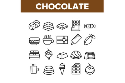 Chocolate Collection Elements Icons Set Vector