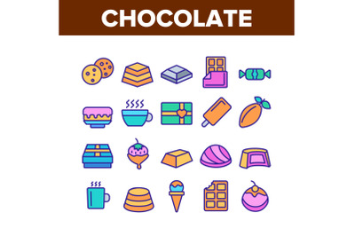 Chocolate Collection Elements Icons Set Vector