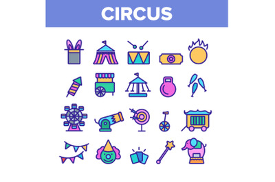 Collection Circus Show Elements Vector Icons Set