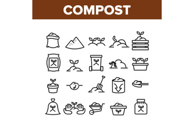 Compost Ground Soil Collection Icons Set Vector