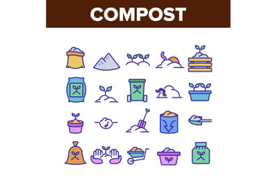 Compost Ground Soil Collection Icons Set Vector