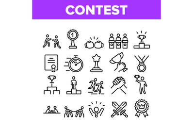 Contest Sport Activity Collection Icons Set Vector