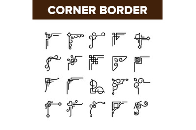 Corner Border Collection Elements Icons Set Vector