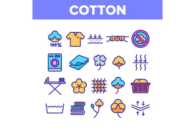 Cotton Fabric Color Elements Icons Set Vector