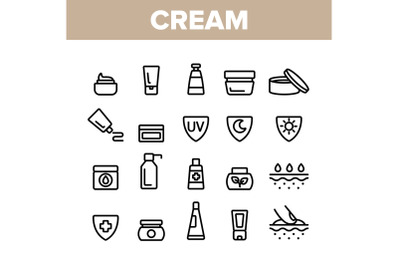 Collection Healthy Cream Elements Vector Icons Set