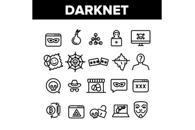 Darknet Collection Web Elements Icons Set Vector