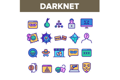 Darknet Collection Web Elements Icons Color Set Vector