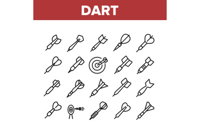 Dart For Play Game Collection Icons Set Vector