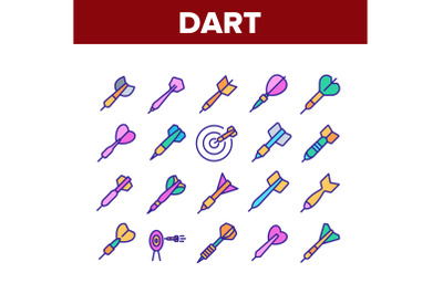 Dart For Play Game Collection Icons Set Vector