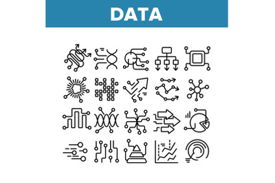 Data Analysis Analytic Collection Icons Set Vector