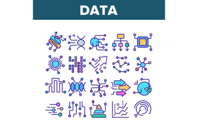 Data Analysis Analytic Collection Icons Set Vector