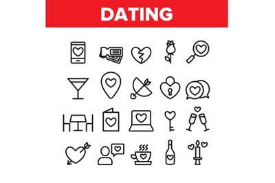 Dating Love Collection Elements Icons Set Vector