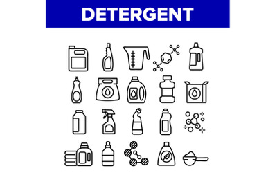 Detergent Cleaning Collection Icons Set Vector