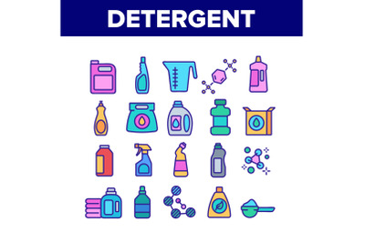 Detergent Cleaning Collection Icons Set Vector