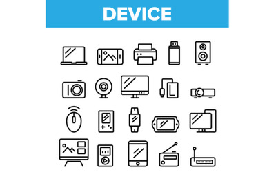 Collection Different Devices Sign Icons Set Vector