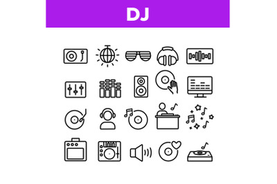 Dj Device Collection Elements Icons Set Vector