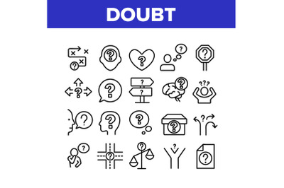 Doubt And Confusion Collection Icons Set Vector