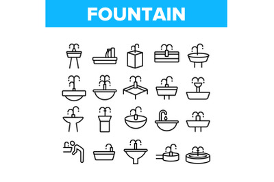 Drinking Fountain Collection Icons Set Vector