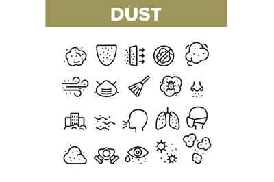 Dust And Polluted Air Collection Icons Set Vector