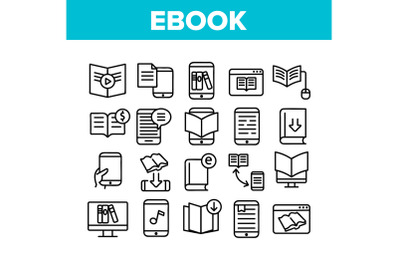 Ebook Electronic Tool Collection Icons Set Vector