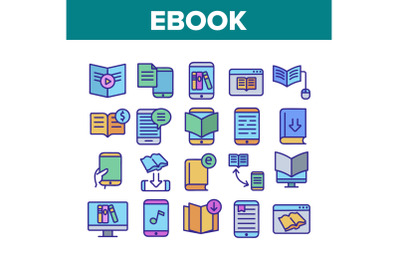 Ebook Electronic Tool Collection Icons Set Vector