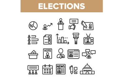 Elections Collection Elements Vector Icons Set